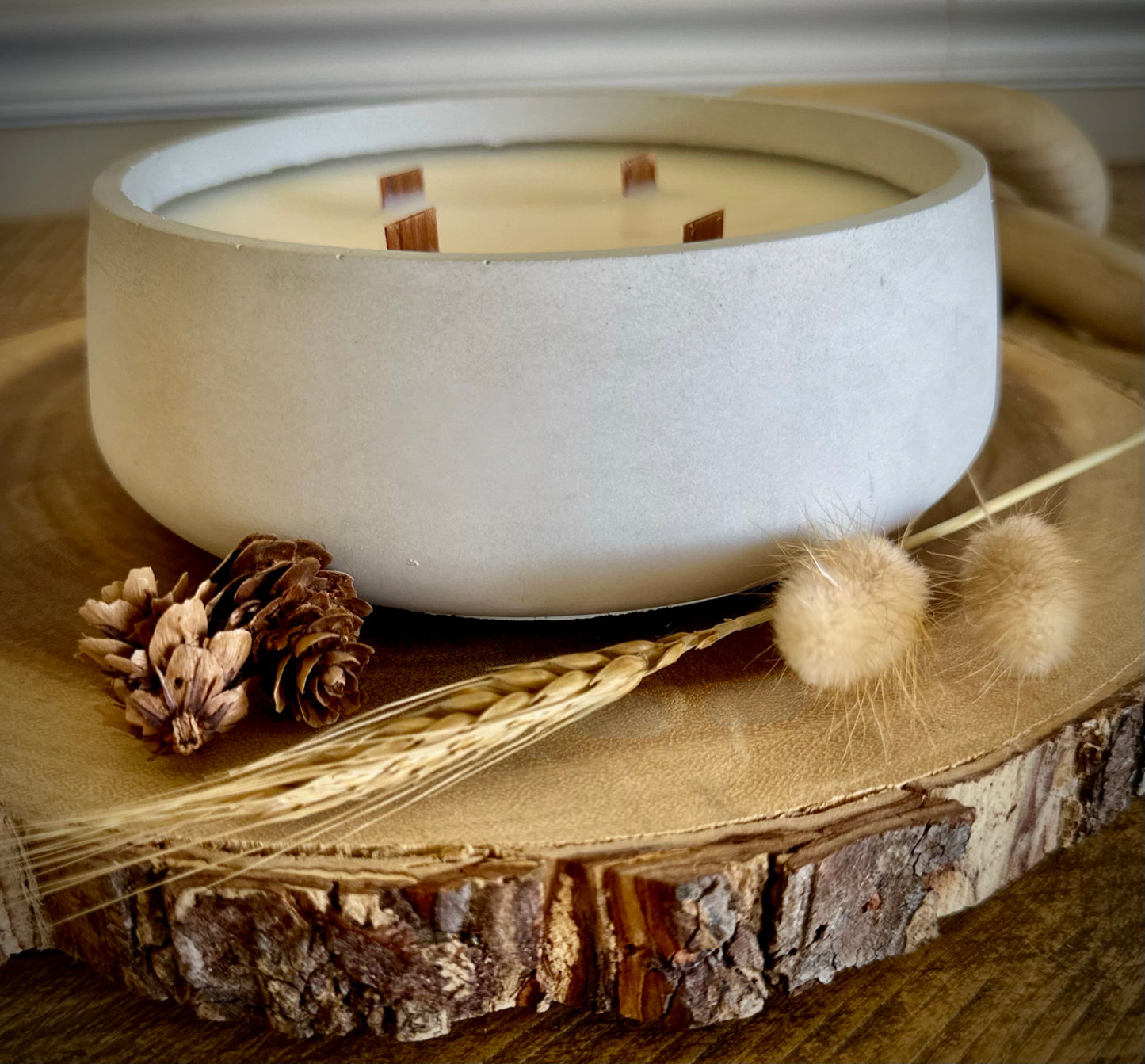Large Concrete Fall Scented Wood Wick Candle | Fall in Love Collection