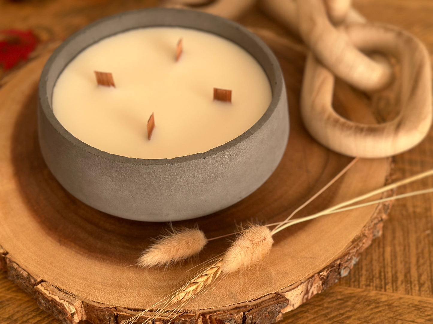 Large Concrete Fall Scented Wood Wick Candle | Fall in Love Collection