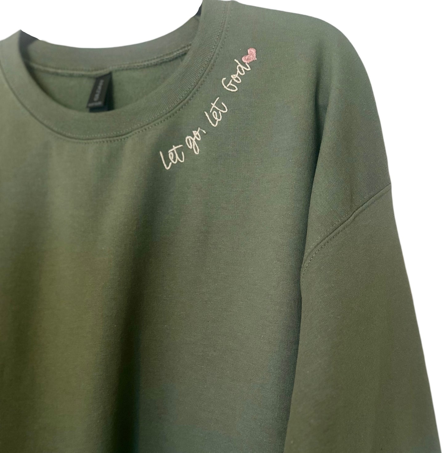 ‘Let go, let God’ Embroidered Oversized Crewneck Sweatshirt