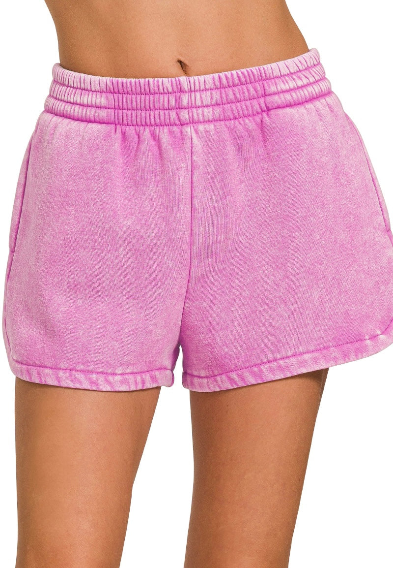 Cozy Acid-Washed Dolphin Lounge Shorts