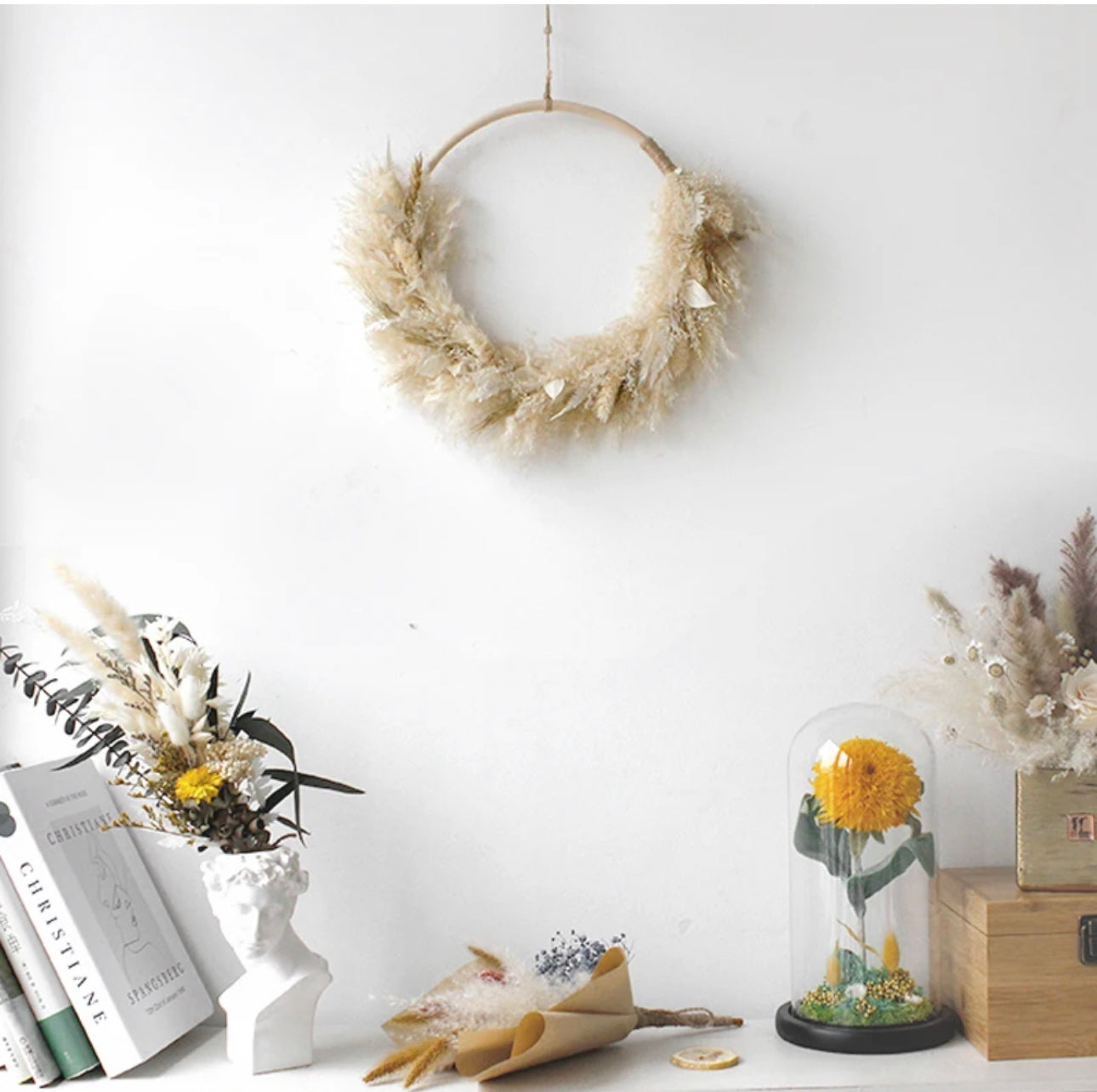Lu home The Boho Pampas Halo Wreath - 22”