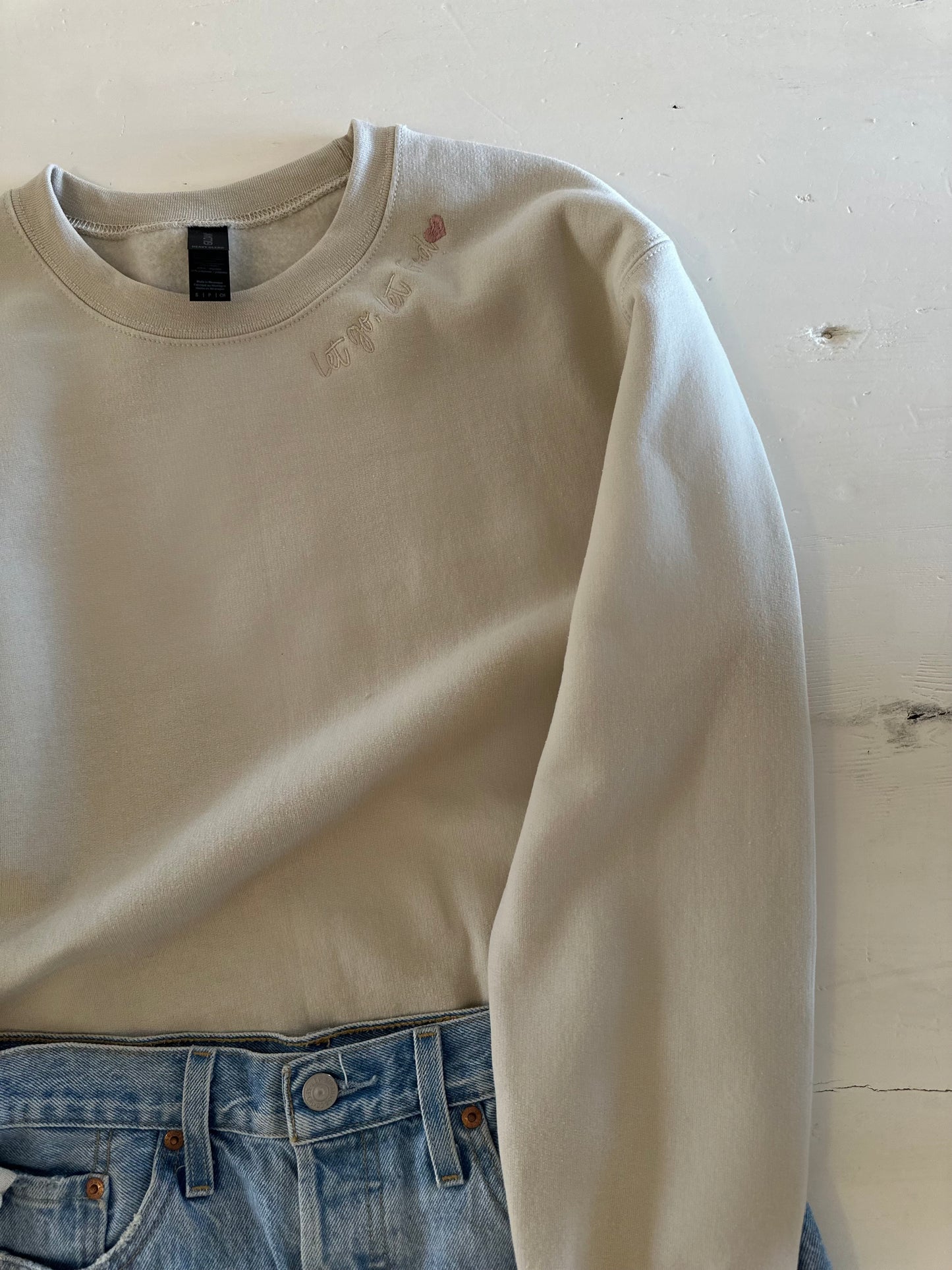 ‘Let go, let God’ Embroidered Oversized Crewneck Sweatshirt
