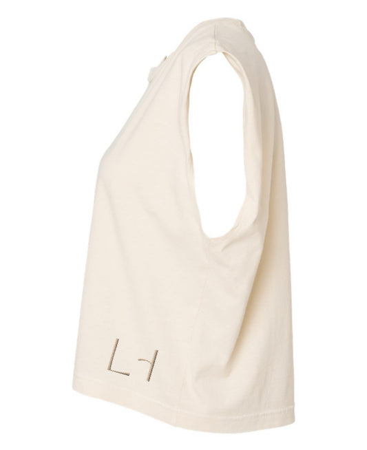 Lu home Embroidered Logo Muscle Tee