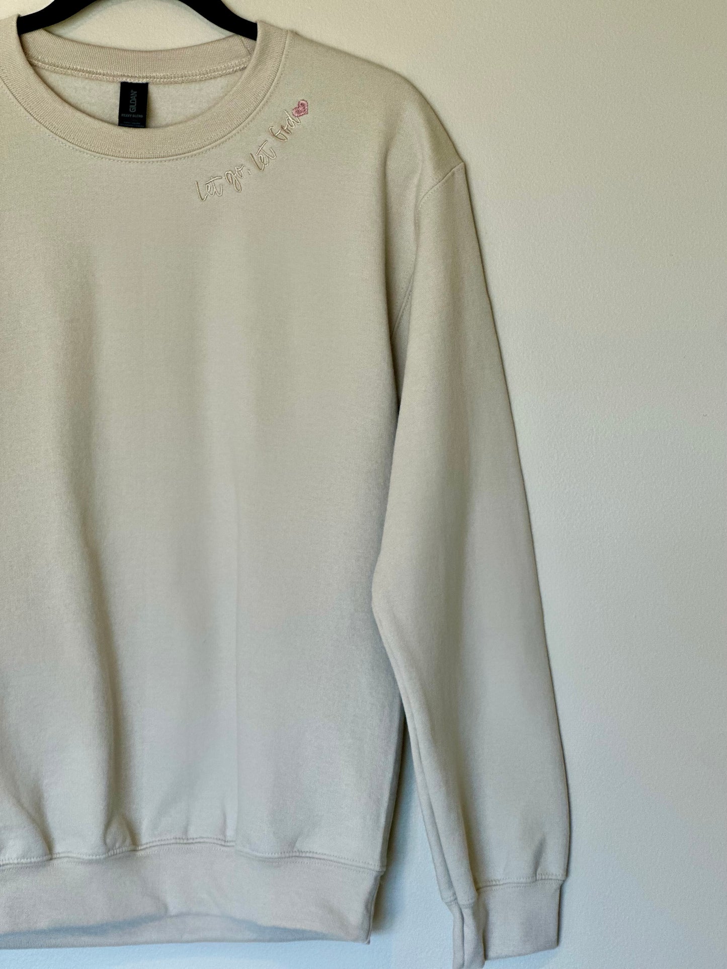 ‘Let go, let God’ Embroidered Oversized Crewneck Sweatshirt