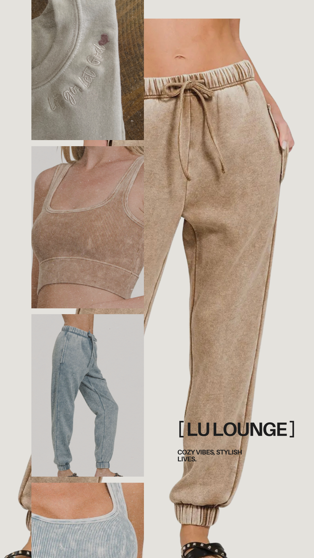 Acid Wash Fleece Jogger Sweatpants with Pockets