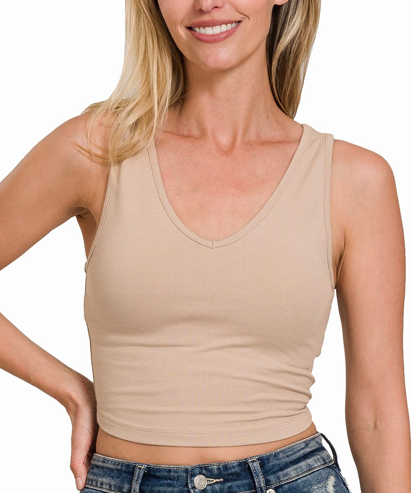 Soft & Snug Cotton V-Neck Cropped Cami