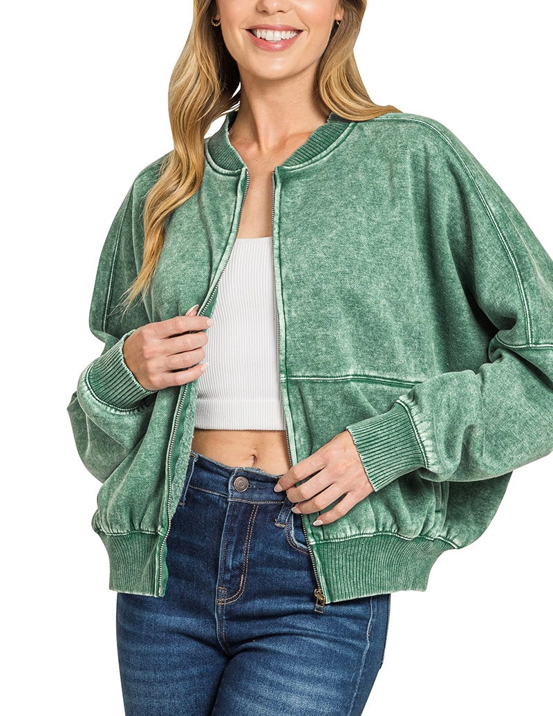 ACID WASHED FLEECE JACKET