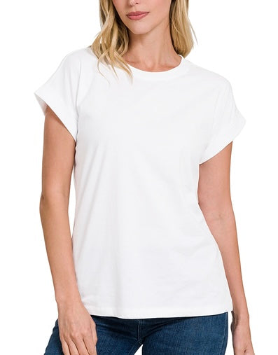 Folded Sleeve Cotton Tee