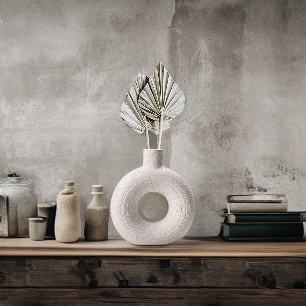 Lu home Large White Nordic Modern Circle Vase