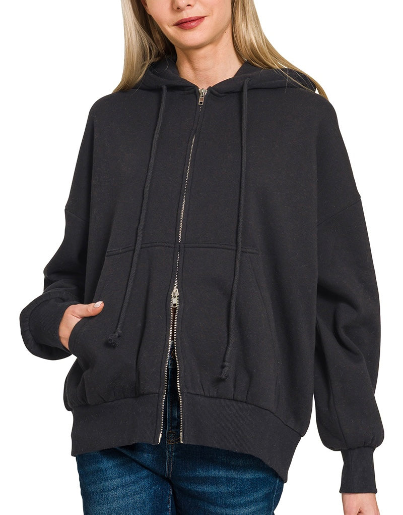 Fleece Zip-Up Hoodie with Pockets – Cozy, Oversized, Everyday Essential
