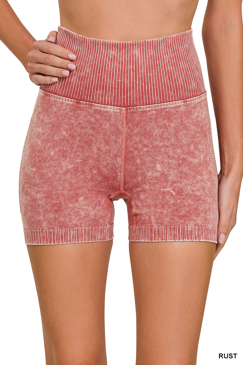 Stone Washed Seamless High Waisted Bike Shorts