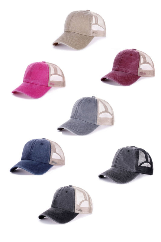 Vintage Washed Adjustable Mesh Cap