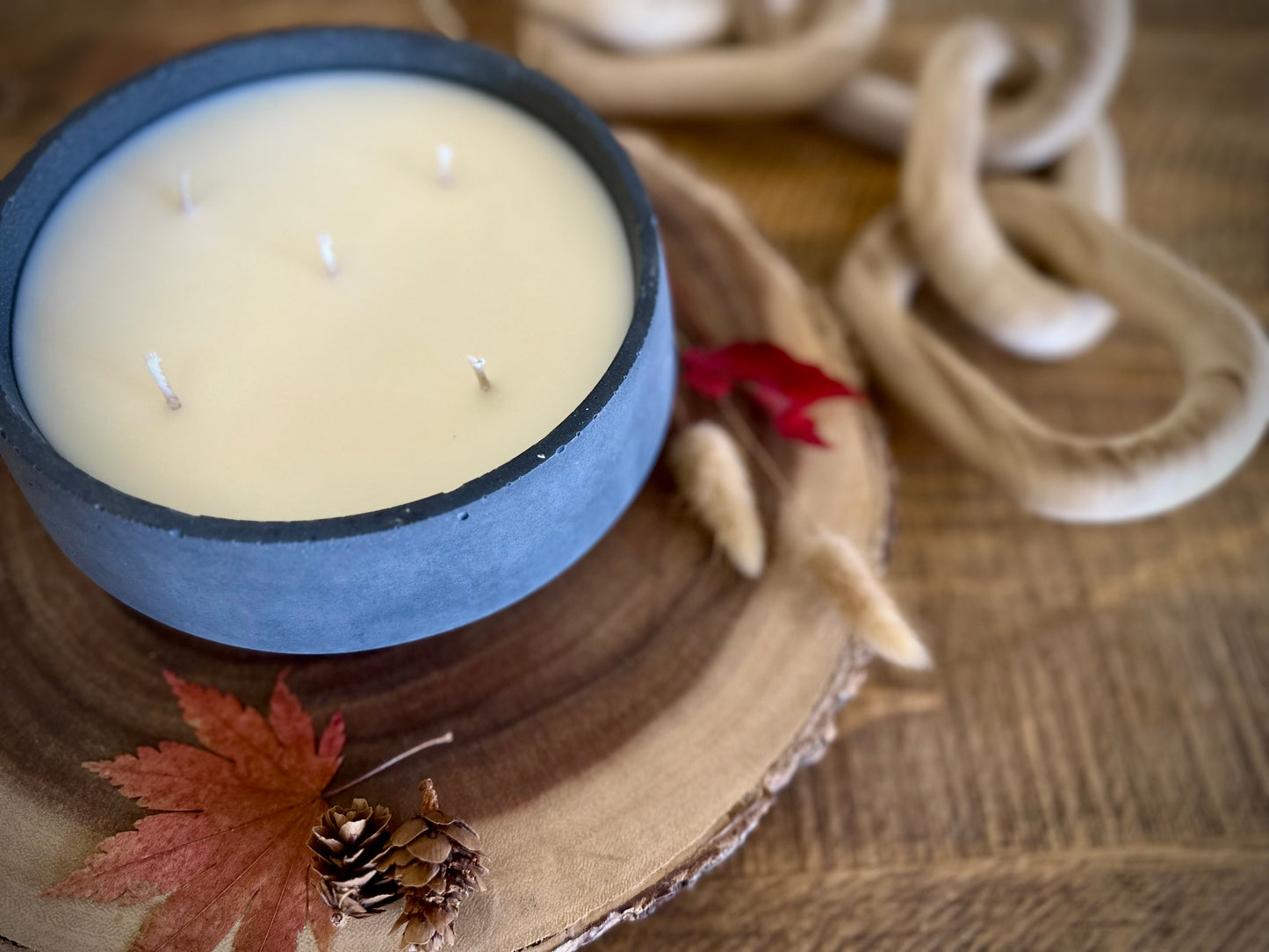 Large Concrete Fall Scented Cotton Wick Candle |  Fall in Love Collection