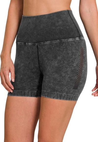 Stone Washed Seamless High Waisted Bike Shorts