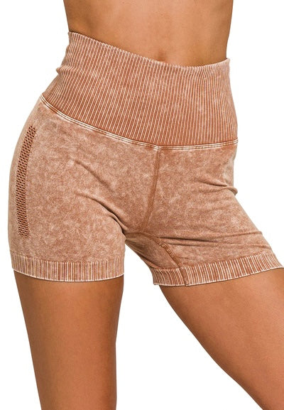 Stone Washed Seamless High Waisted Bike Shorts