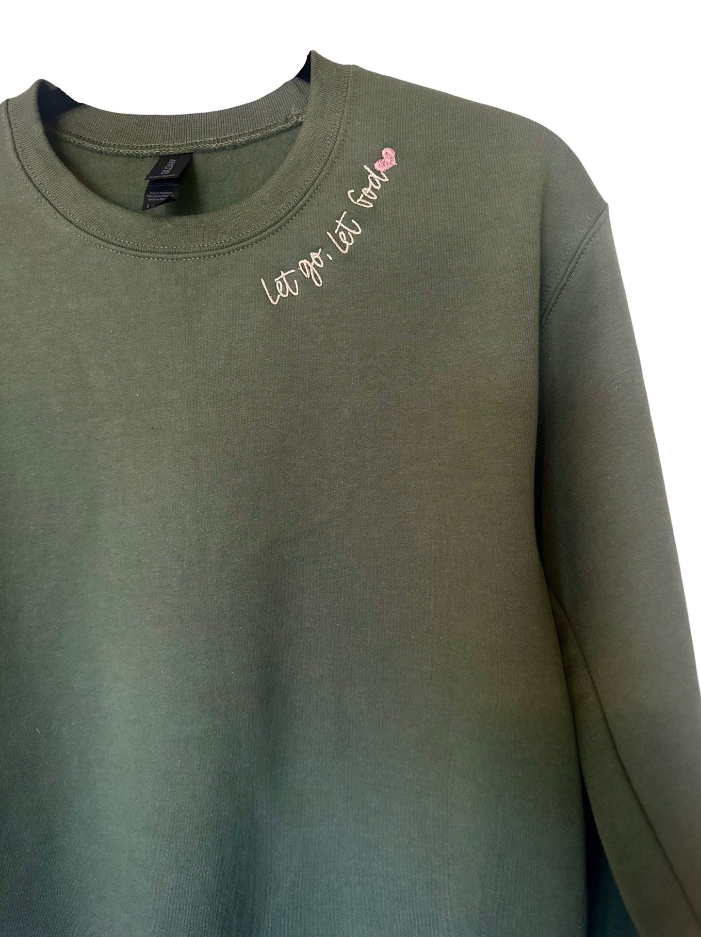 ‘Let go, let God’ Embroidered Oversized Crewneck Sweatshirt