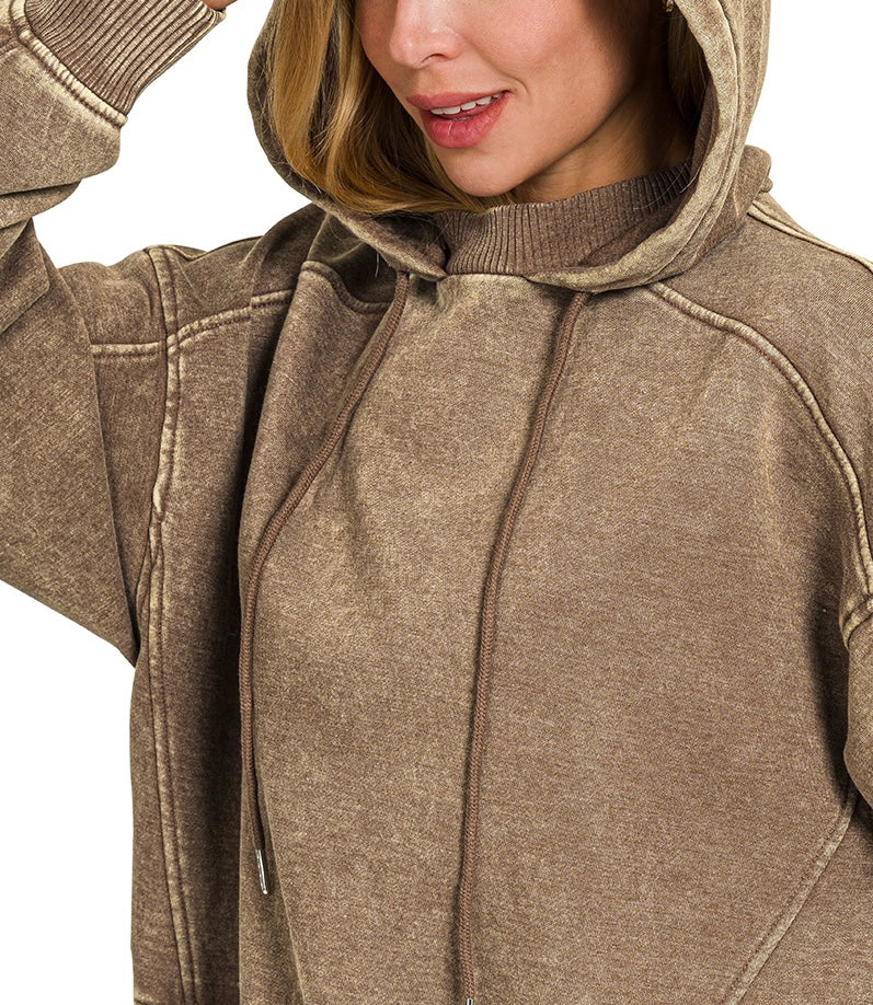 Acid Wash Fleece Hoodie – Cozy, Relaxed, One-of-a-Kind Vintage Wash