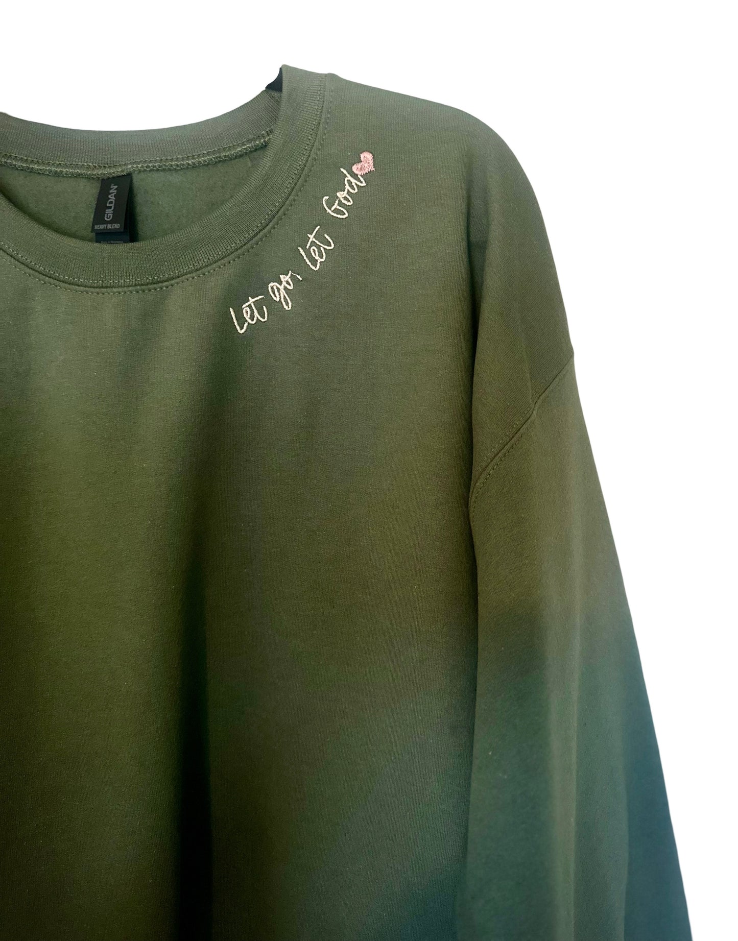 ‘Let go, let God’ Embroidered Oversized Crewneck Sweatshirt