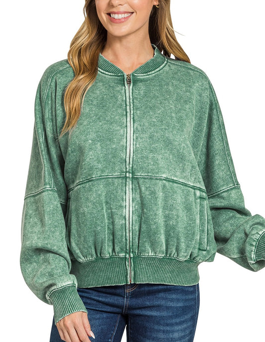 ACID WASHED FLEECE JACKET