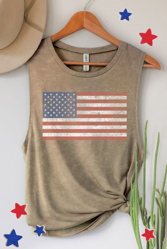 Vintage American Flag Mineral Graphic Tank Top