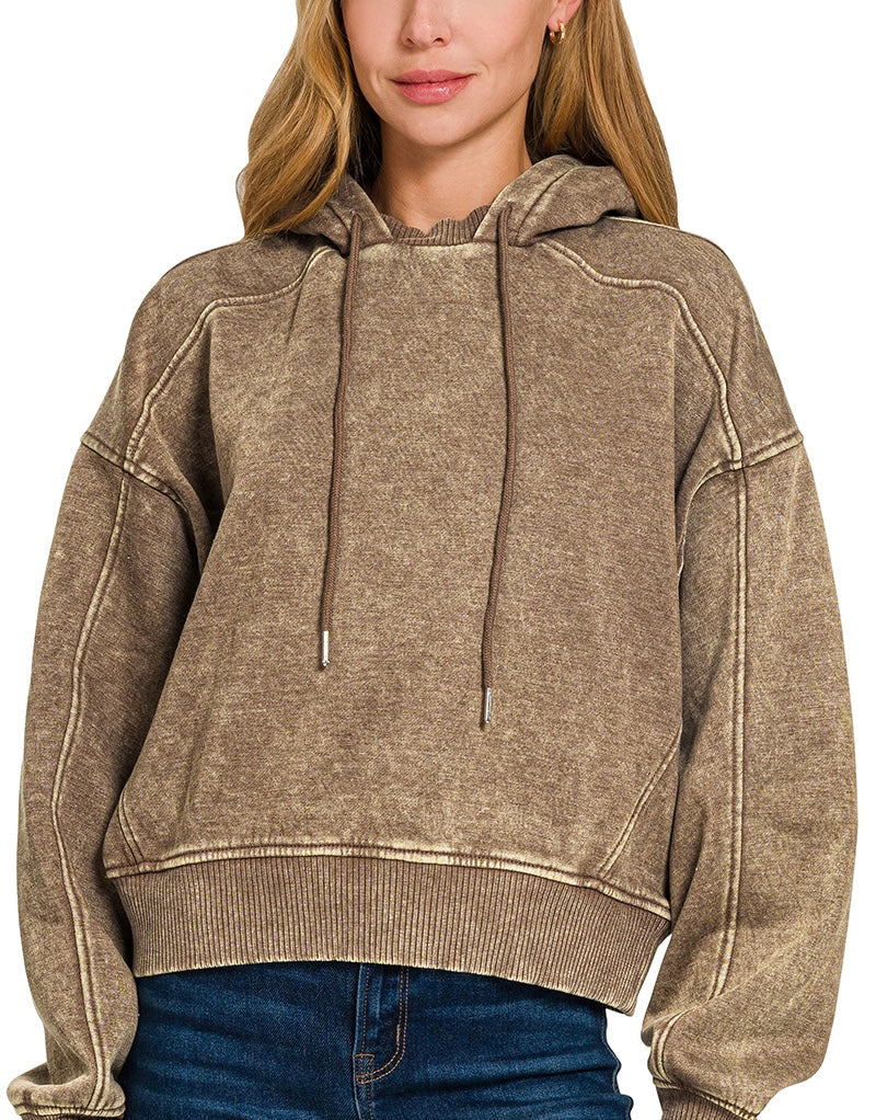Acid Wash Fleece Hoodie – Cozy, Relaxed, One-of-a-Kind Vintage Wash