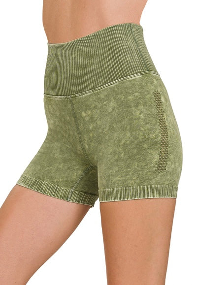 Stone Washed Seamless High Waisted Bike Shorts