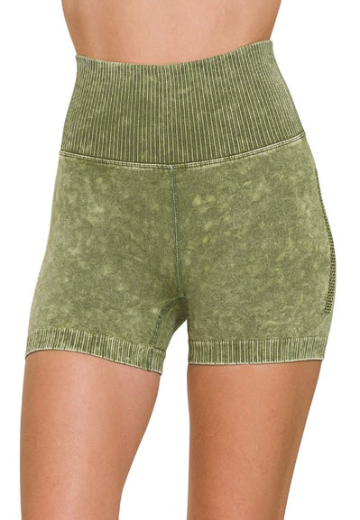 Stone Washed Seamless High Waisted Bike Shorts