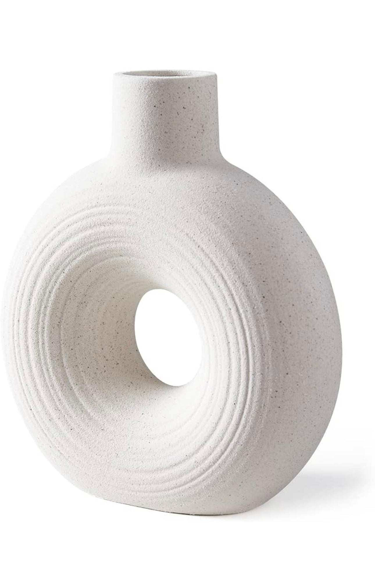 Lu home Small White Nordic Modern Circle Wet/Dry Vase