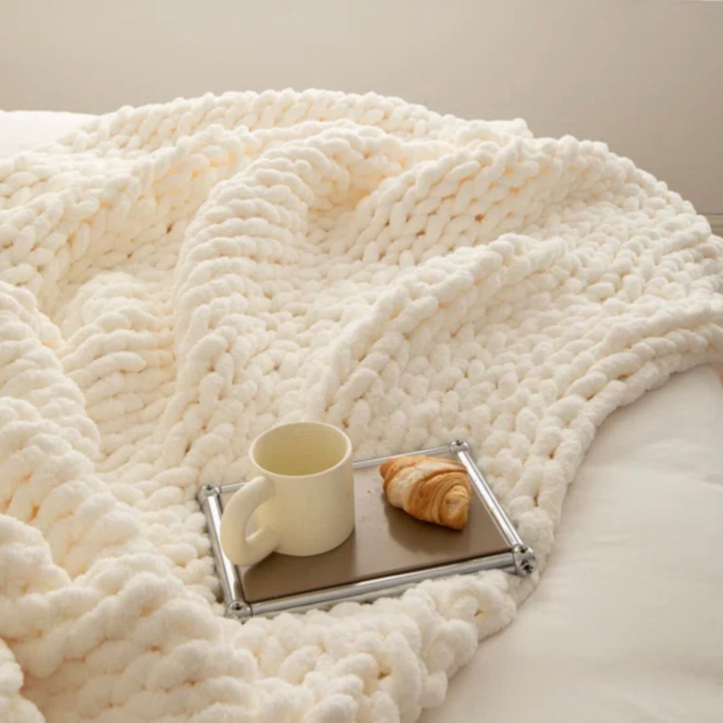 Lu home Oversized Chunky Knit Blanket, 70”x50”