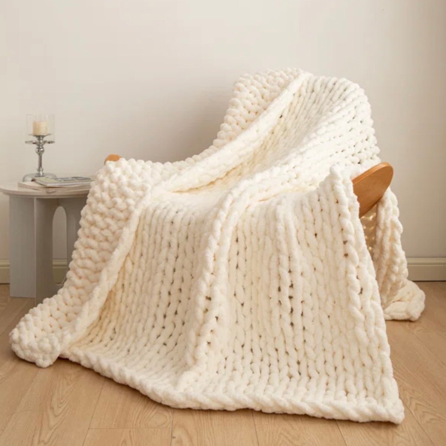 Lu home Oversized Chunky Knit Blanket, 70”x50”