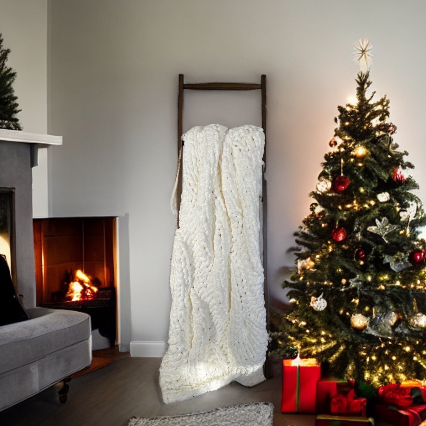 Lu home Oversized Plush Chunky Cable Knit Blanket