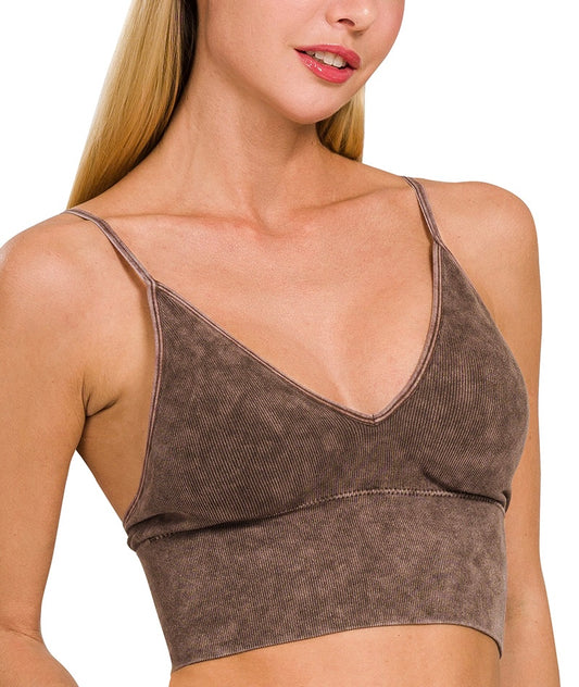 Washed Ribbed Seamless Padded Tank Brami – Soft, Stretchy, Sculpting Fit