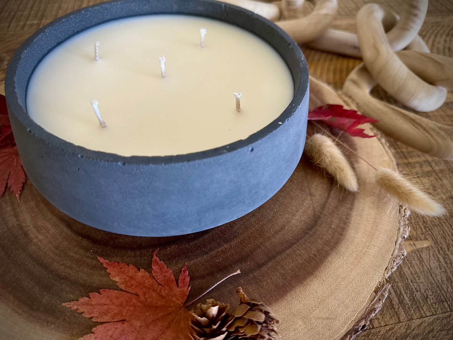 Large Concrete Fall Scented Cotton Wick Candle |  Fall in Love Collection