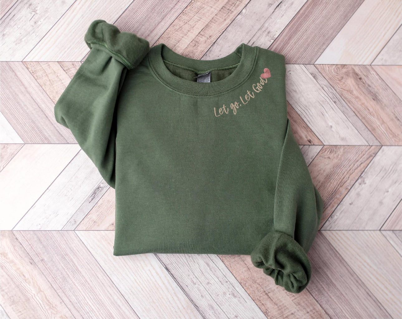 ‘Let go, let God’ Embroidered Oversized Crewneck Sweatshirt