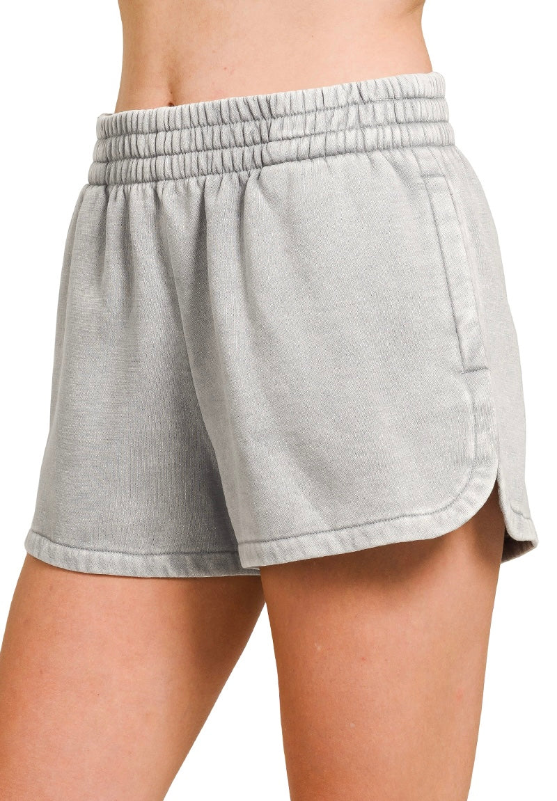 Cozy Acid-Washed Dolphin Lounge Shorts