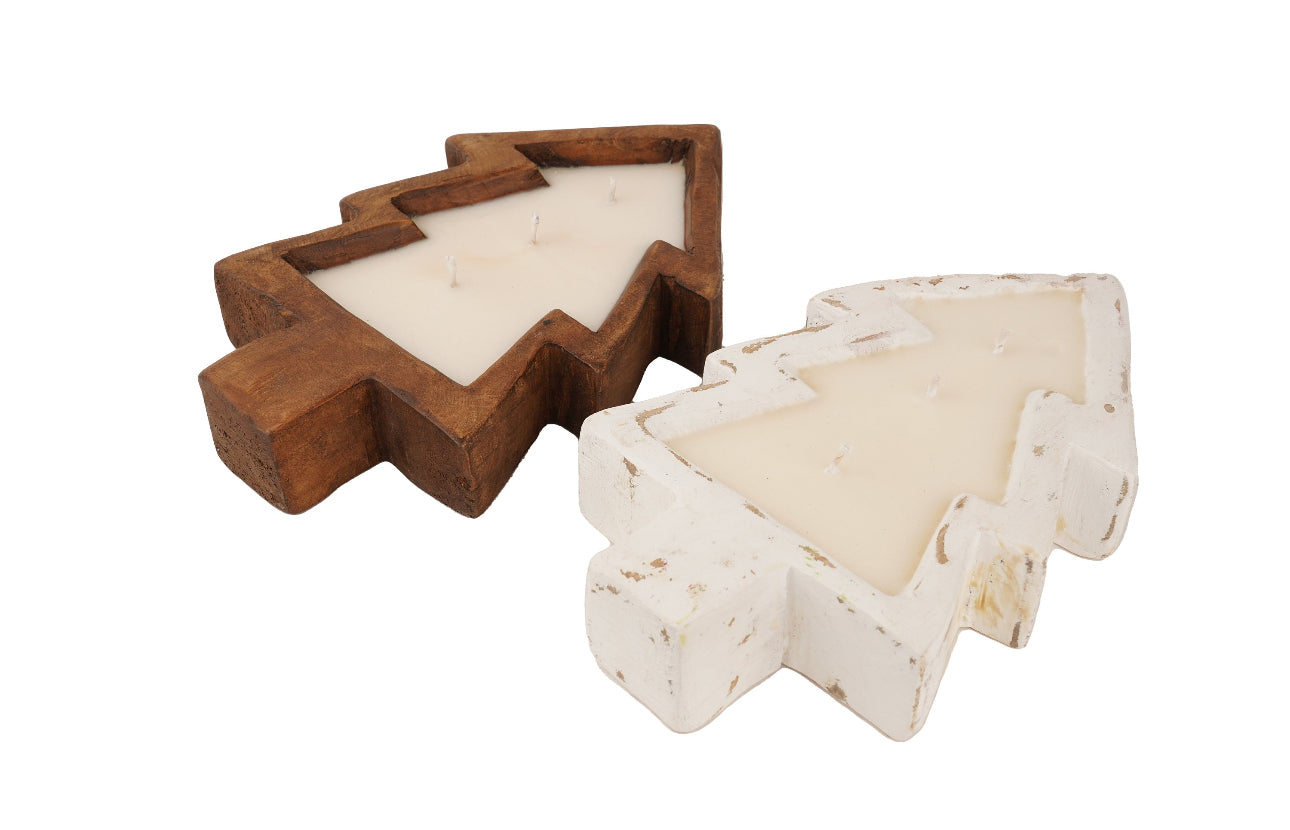 Tree Shaped Dough Bowl Holiday Candle