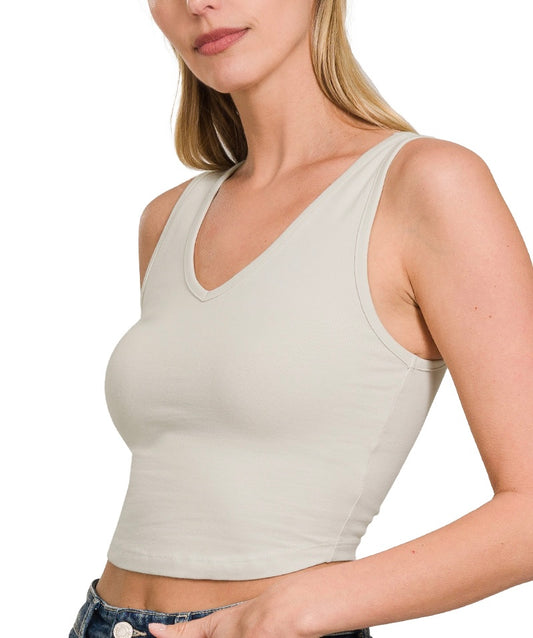 Soft & Snug Cotton V-Neck Cropped Cami