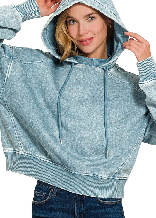 Acid Wash Fleece Hoodie – Cozy, Relaxed, One-of-a-Kind Vintage Wash