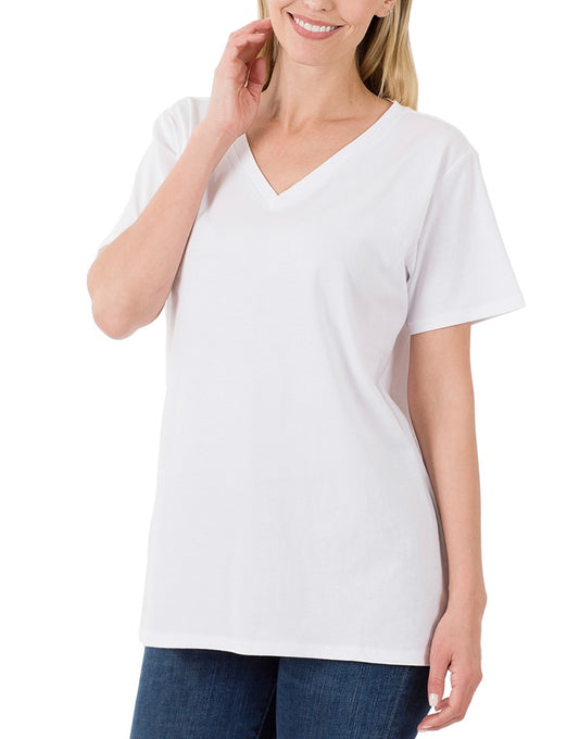 Cotton Short Sleeve V-Neck Tee